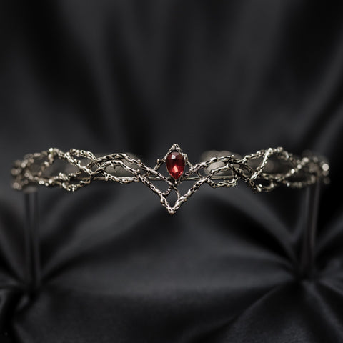 King's Crown in Silver & Faux Red Ruby