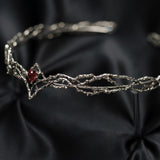 King's Crown in Silver & Faux Red Ruby