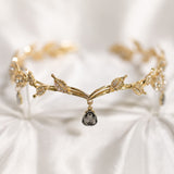 Octavia’s Crystal Drop Head Band in Gold & Gray