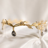 Octavia’s Crystal Drop Head Band in Gold & Gray